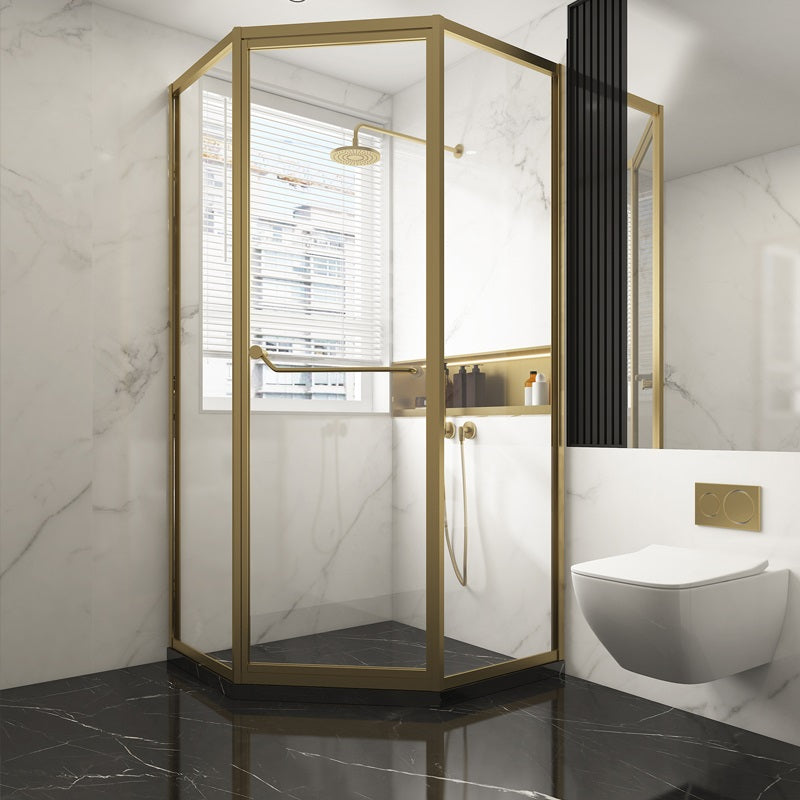 Clear Tempered Glass Shower Enclosure Framed Neo-Angle Shower Enclosure Right Clear Glass Clearhalo 'Bathroom Remodel & Bathroom Fixtures' 'Home Improvement' 'home_improvement' 'home_improvement_shower_stalls_enclosures' 'Shower Stalls & Enclosures' 'shower_stalls_enclosures' 'Showers & Bathtubs' 7281526