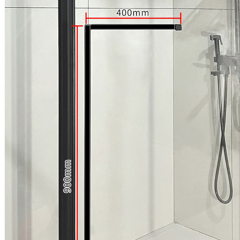 Framed Neo-Angle Shower Enclosure Single Sliding Shower Enclosure with Header Clearhalo 'Bathroom Remodel & Bathroom Fixtures' 'Home Improvement' 'home_improvement' 'home_improvement_shower_stalls_enclosures' 'Shower Stalls & Enclosures' 'shower_stalls_enclosures' 'Showers & Bathtubs' 7281542