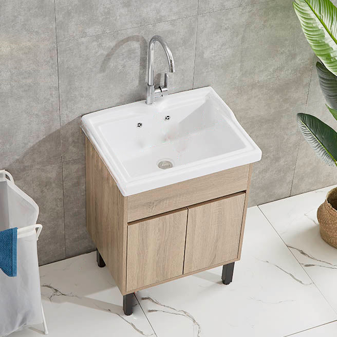 Modern Wood Bathroom Vanity Set Freestanding Single-Sink Bath Vanity Vanity & Faucet 24"L x 18"W x 35"H Clearhalo 'Bathroom Remodel & Bathroom Fixtures' 'Bathroom Vanities' 'bathroom_vanities' 'Home Improvement' 'home_improvement' 'home_improvement_bathroom_vanities' 7282167