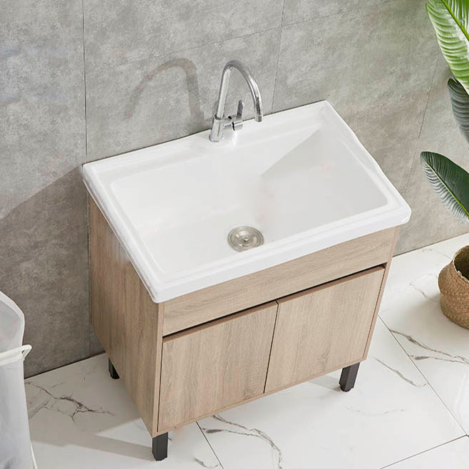 Modern Wood Bathroom Vanity Set Freestanding Single-Sink Bath Vanity Vanity & Faucet Clearhalo 'Bathroom Remodel & Bathroom Fixtures' 'Bathroom Vanities' 'bathroom_vanities' 'Home Improvement' 'home_improvement' 'home_improvement_bathroom_vanities' 7282168