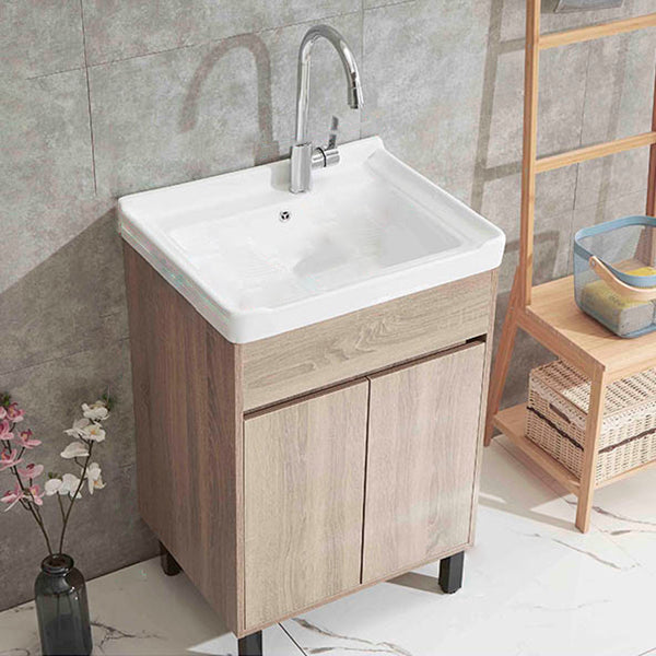 Modern Wood Bathroom Vanity Set Freestanding Single-Sink Bath Vanity Vanity & Faucet 24"L x 19"W x 35"H Clearhalo 'Bathroom Remodel & Bathroom Fixtures' 'Bathroom Vanities' 'bathroom_vanities' 'Home Improvement' 'home_improvement' 'home_improvement_bathroom_vanities' 7282170