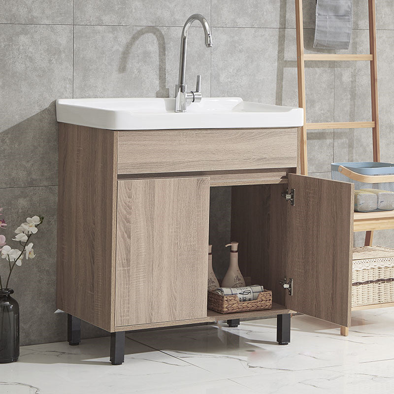 Modern Wood Bathroom Vanity Set Freestanding Single-Sink Bath Vanity Clearhalo 'Bathroom Remodel & Bathroom Fixtures' 'Bathroom Vanities' 'bathroom_vanities' 'Home Improvement' 'home_improvement' 'home_improvement_bathroom_vanities' 7282171