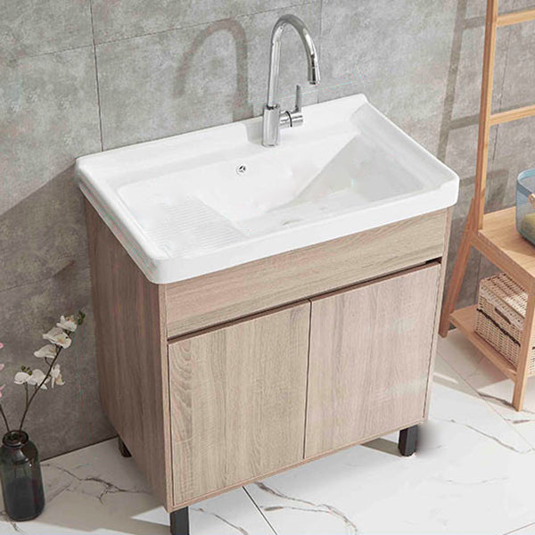Modern Wood Bathroom Vanity Set Freestanding Single-Sink Bath Vanity Vanity & Faucet Clearhalo 'Bathroom Remodel & Bathroom Fixtures' 'Bathroom Vanities' 'bathroom_vanities' 'Home Improvement' 'home_improvement' 'home_improvement_bathroom_vanities' 7282172