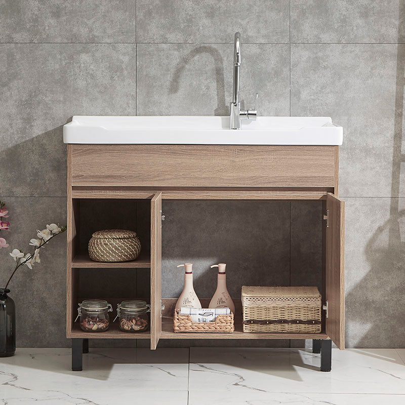 Modern Wood Bathroom Vanity Set Freestanding Single-Sink Bath Vanity Clearhalo 'Bathroom Remodel & Bathroom Fixtures' 'Bathroom Vanities' 'bathroom_vanities' 'Home Improvement' 'home_improvement' 'home_improvement_bathroom_vanities' 7282173