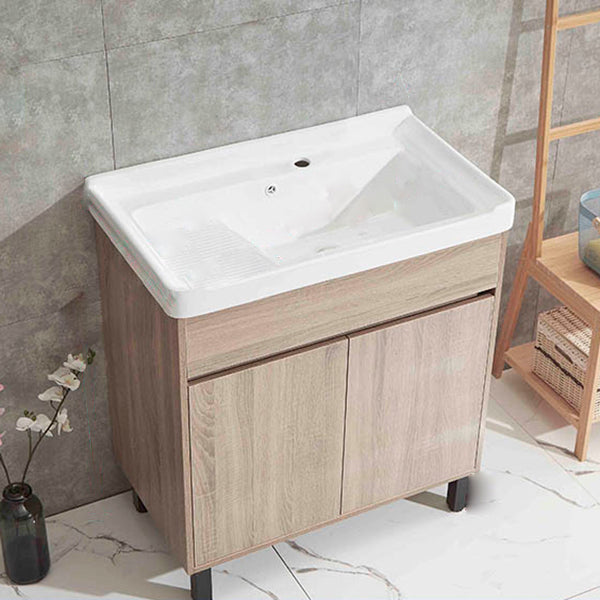 Modern Wood Bathroom Vanity Set Freestanding Single-Sink Bath Vanity Bathroom Vanity Clearhalo 'Bathroom Remodel & Bathroom Fixtures' 'Bathroom Vanities' 'bathroom_vanities' 'Home Improvement' 'home_improvement' 'home_improvement_bathroom_vanities' 7282182