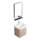 Rectangular Single Sink Vanity Mid-Century Modern Wall Mount Vanity Set Vanity & Faucet & Square Mirror 16.9"L x 14.2"W x 18.9"H Clearhalo 'Bathroom Remodel & Bathroom Fixtures' 'Bathroom Vanities' 'bathroom_vanities' 'Home Improvement' 'home_improvement' 'home_improvement_bathroom_vanities' 7282201