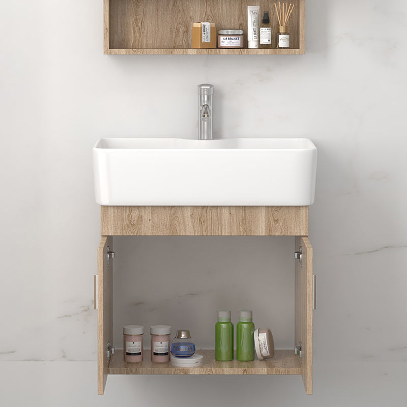 Rectangular Single Sink Vanity Mid-Century Modern Wall Mount Vanity Set Clearhalo 'Bathroom Remodel & Bathroom Fixtures' 'Bathroom Vanities' 'bathroom_vanities' 'Home Improvement' 'home_improvement' 'home_improvement_bathroom_vanities' 7282202