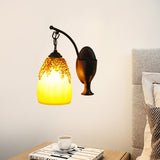 1 Head Wall Hanging Light Countryside Elongated Dome Resin Sconce Lighting in Black with Curved Arm Clearhalo 'Wall Lamps & Sconces' 'Wall Lights' Lighting' 728246