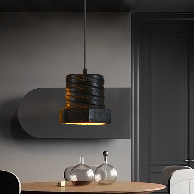 Factory Cylinder/Dome Pendant Lamp 1-Light Ceramic Hanging Light Kit in Black for Dining Room Clearhalo 'Art Deco Pendants' 'Cast Iron' 'Ceiling Lights' 'Ceramic' 'Crystal' 'Industrial Pendants' 'Industrial' 'Metal' 'Middle Century Pendants' 'Pendant Lights' 'Pendants' 'Tiffany' Lighting' 728286