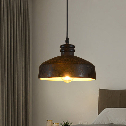 Factory Cylinder/Dome Pendant Lamp 1-Light Ceramic Hanging Light Kit in Black for Dining Room Clearhalo 'Art Deco Pendants' 'Cast Iron' 'Ceiling Lights' 'Ceramic' 'Crystal' 'Industrial Pendants' 'Industrial' 'Metal' 'Middle Century Pendants' 'Pendant Lights' 'Pendants' 'Tiffany' Lighting' 728290