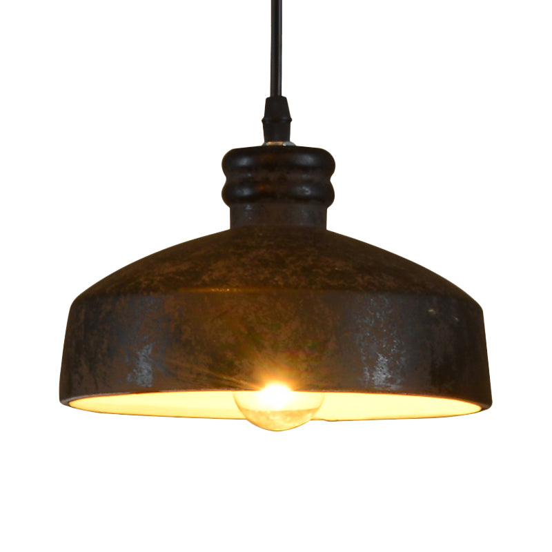 Factory Cylinder/Dome Pendant Lamp 1-Light Ceramic Hanging Light Kit in Black for Dining Room Clearhalo 'Art Deco Pendants' 'Cast Iron' 'Ceiling Lights' 'Ceramic' 'Crystal' 'Industrial Pendants' 'Industrial' 'Metal' 'Middle Century Pendants' 'Pendant Lights' 'Pendants' 'Tiffany' Lighting' 728292