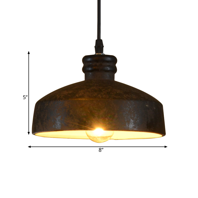 Factory Cylinder/Dome Pendant Lamp 1-Light Ceramic Hanging Light Kit in Black for Dining Room Clearhalo 'Art Deco Pendants' 'Cast Iron' 'Ceiling Lights' 'Ceramic' 'Crystal' 'Industrial Pendants' 'Industrial' 'Metal' 'Middle Century Pendants' 'Pendant Lights' 'Pendants' 'Tiffany' Lighting' 728293