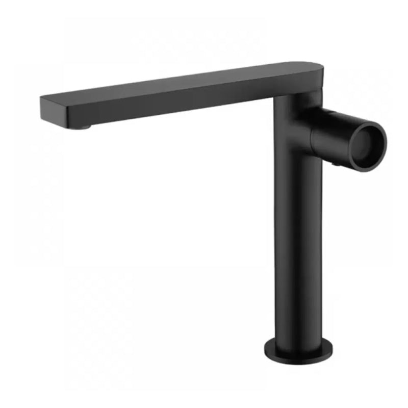 Modern Brass Bathroom Sink Faucet Low Arc with Knob Handle Vessel Faucet Matte Black Tall Clearhalo 'Bathroom Remodel & Bathroom Fixtures' 'Bathroom Sink Faucets' 'Bathroom Sinks & Faucet Components' 'bathroom_sink_faucets' 'Home Improvement' 'home_improvement' 'home_improvement_bathroom_sink_faucets' 7283094