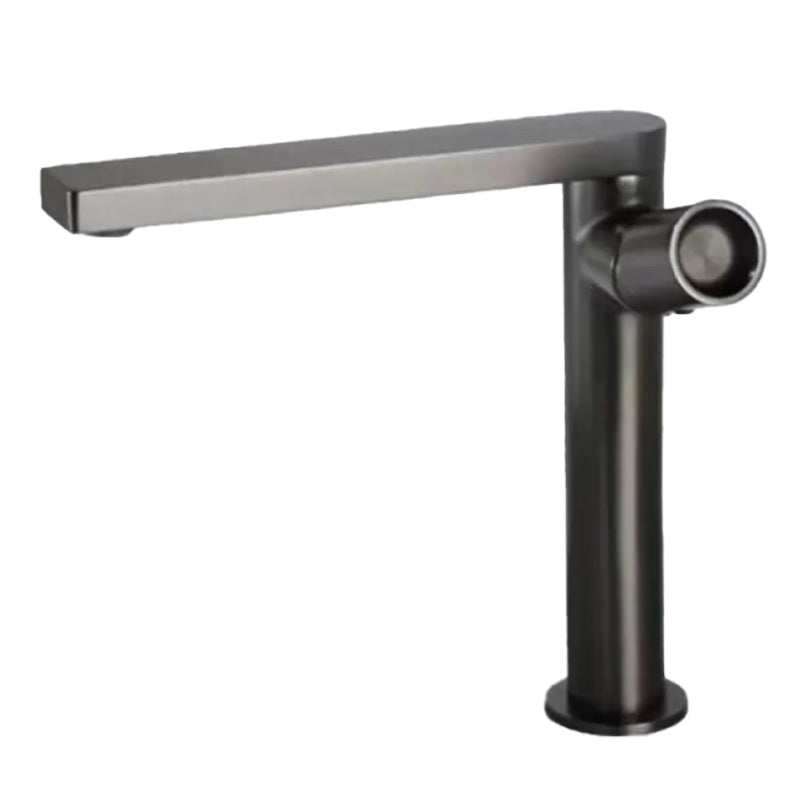 Modern Brass Bathroom Sink Faucet Low Arc with Knob Handle Vessel Faucet Gun Grey Tall Clearhalo 'Bathroom Remodel & Bathroom Fixtures' 'Bathroom Sink Faucets' 'Bathroom Sinks & Faucet Components' 'bathroom_sink_faucets' 'Home Improvement' 'home_improvement' 'home_improvement_bathroom_sink_faucets' 7283101