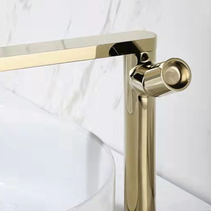 Modern Brass Bathroom Sink Faucet Low Arc with Knob Handle Vessel Faucet Clearhalo 'Bathroom Remodel & Bathroom Fixtures' 'Bathroom Sink Faucets' 'Bathroom Sinks & Faucet Components' 'bathroom_sink_faucets' 'Home Improvement' 'home_improvement' 'home_improvement_bathroom_sink_faucets' 7283104