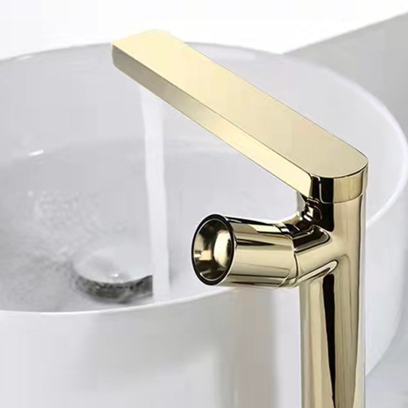 Modern Brass Bathroom Sink Faucet Low Arc with Knob Handle Vessel Faucet Clearhalo 'Bathroom Remodel & Bathroom Fixtures' 'Bathroom Sink Faucets' 'Bathroom Sinks & Faucet Components' 'bathroom_sink_faucets' 'Home Improvement' 'home_improvement' 'home_improvement_bathroom_sink_faucets' 7283106