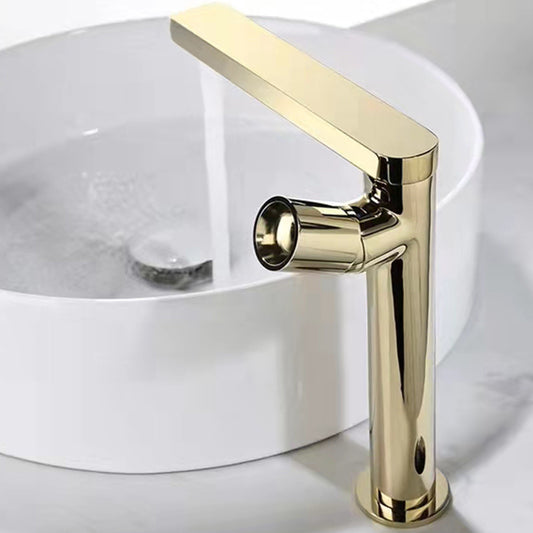 Modern Brass Bathroom Sink Faucet Low Arc with Knob Handle Vessel Faucet Clearhalo 'Bathroom Remodel & Bathroom Fixtures' 'Bathroom Sink Faucets' 'Bathroom Sinks & Faucet Components' 'bathroom_sink_faucets' 'Home Improvement' 'home_improvement' 'home_improvement_bathroom_sink_faucets' 7283111