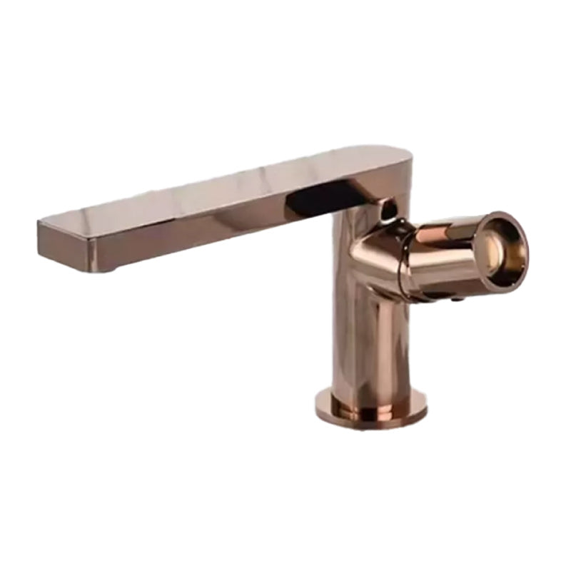 Modern Brass Bathroom Sink Faucet Low Arc with Knob Handle Vessel Faucet Rose Gold Short Clearhalo 'Bathroom Remodel & Bathroom Fixtures' 'Bathroom Sink Faucets' 'Bathroom Sinks & Faucet Components' 'bathroom_sink_faucets' 'Home Improvement' 'home_improvement' 'home_improvement_bathroom_sink_faucets' 7283112