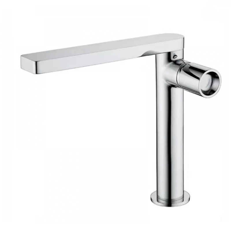 Modern Brass Bathroom Sink Faucet Low Arc with Knob Handle Vessel Faucet Silver Tall Clearhalo 'Bathroom Remodel & Bathroom Fixtures' 'Bathroom Sink Faucets' 'Bathroom Sinks & Faucet Components' 'bathroom_sink_faucets' 'Home Improvement' 'home_improvement' 'home_improvement_bathroom_sink_faucets' 7283114