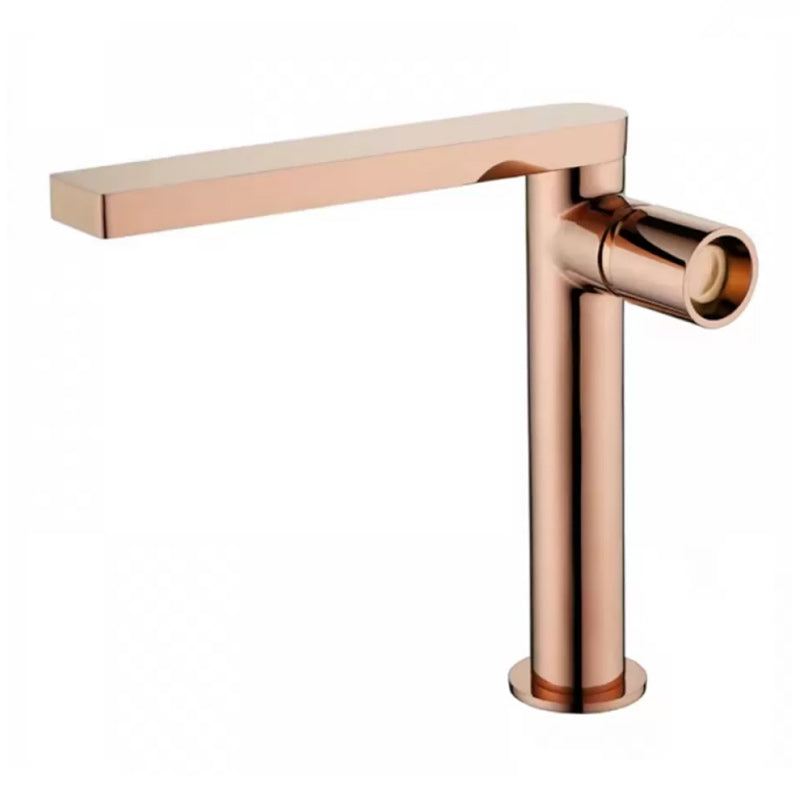 Modern Brass Bathroom Sink Faucet Low Arc with Knob Handle Vessel Faucet Rose Gold Tall Clearhalo 'Bathroom Remodel & Bathroom Fixtures' 'Bathroom Sink Faucets' 'Bathroom Sinks & Faucet Components' 'bathroom_sink_faucets' 'Home Improvement' 'home_improvement' 'home_improvement_bathroom_sink_faucets' 7283115