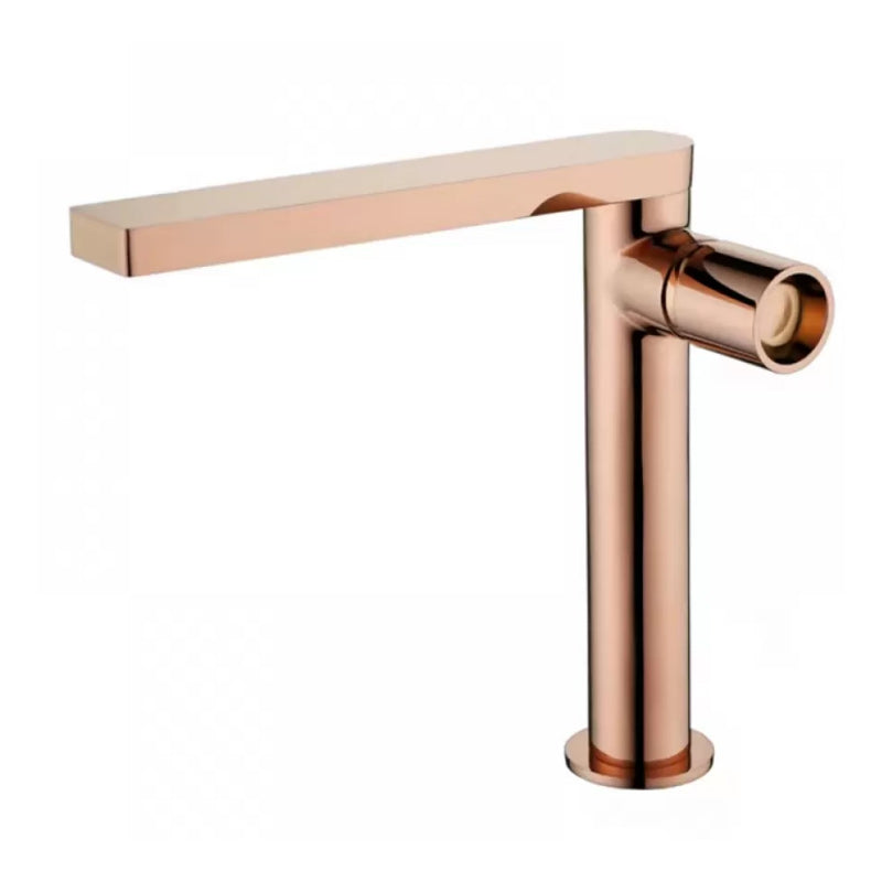 Modern Brass Bathroom Sink Faucet Low Arc with Knob Handle Vessel Faucet Rose Gold Heighten Clearhalo 'Bathroom Remodel & Bathroom Fixtures' 'Bathroom Sink Faucets' 'Bathroom Sinks & Faucet Components' 'bathroom_sink_faucets' 'Home Improvement' 'home_improvement' 'home_improvement_bathroom_sink_faucets' 7283119