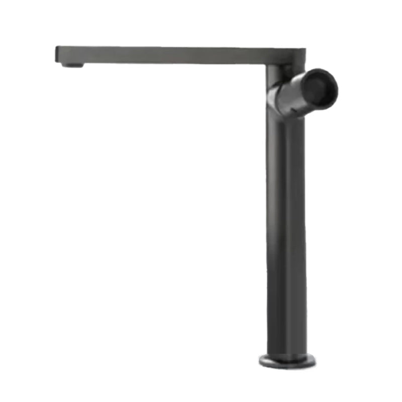 Modern Brass Bathroom Sink Faucet Low Arc with Knob Handle Vessel Faucet Gun Grey Heighten Clearhalo 'Bathroom Remodel & Bathroom Fixtures' 'Bathroom Sink Faucets' 'Bathroom Sinks & Faucet Components' 'bathroom_sink_faucets' 'Home Improvement' 'home_improvement' 'home_improvement_bathroom_sink_faucets' 7283120