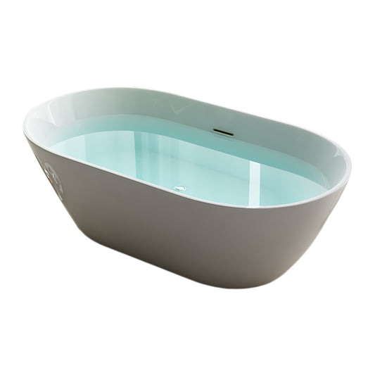 Antique Finish Stand Alone Bathtub Modern Oval Soaking Bath (Faucet not Included) Clearhalo 'Bathroom Remodel & Bathroom Fixtures' 'Bathtubs' 'Home Improvement' 'home_improvement' 'home_improvement_bathtubs' 'Showers & Bathtubs' 7283291