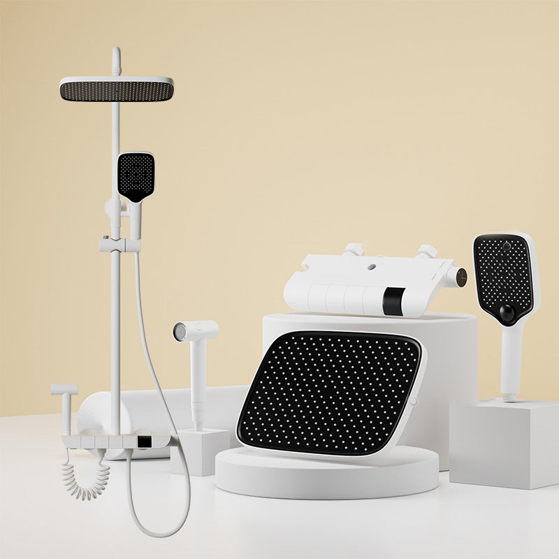 Shower Combo Solid Color Slide Bar Included Bath Tub and Shower Head Set White Clearhalo 'Bathroom Remodel & Bathroom Fixtures' 'Home Improvement' 'home_improvement' 'home_improvement_shower_faucets' 'Shower Faucets & Systems' 'shower_faucets' 'Showers & Bathtubs Plumbing' 'Showers & Bathtubs' 7283735