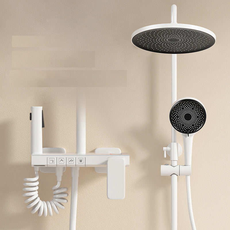 Modern Shower System Slide Bar Included Wall Mounted Shower Set Round Temperature Control Digital Display Not Included Clearhalo 'Bathroom Remodel & Bathroom Fixtures' 'Home Improvement' 'home_improvement' 'home_improvement_shower_faucets' 'Shower Faucets & Systems' 'shower_faucets' 'Showers & Bathtubs Plumbing' 'Showers & Bathtubs' 7283754