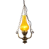 1 Light Vase Shade Pendant Lamp Coastal Brass Finish Yellow Crackle Glass Ceiling Hang Fixture Clearhalo 'Ceiling Lights' 'Glass shade' 'Glass' 'Industrial Pendants' 'Industrial' 'Middle Century Pendants' 'Pendant Lights' 'Pendants' 'Tiffany' Lighting' 728379