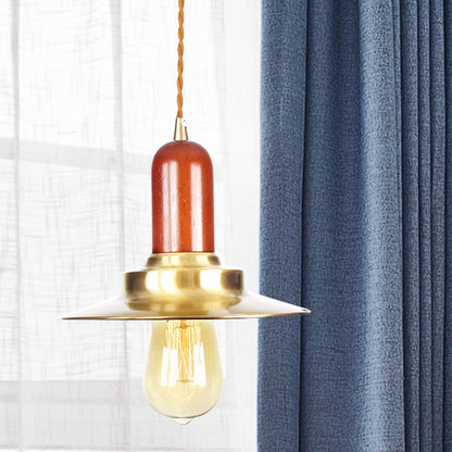 1 Bulb Flat Shape Pendant Lighting Industrial Gold Finish Metallic Ceiling Hang Fixture Gold A Clearhalo 'Art Deco Pendants' 'Cast Iron' 'Ceiling Lights' 'Ceramic' 'Crystal' 'Industrial Pendants' 'Industrial' 'Metal' 'Middle Century Pendants' 'Pendant Lights' 'Pendants' 'Tiffany' Lighting' 728422