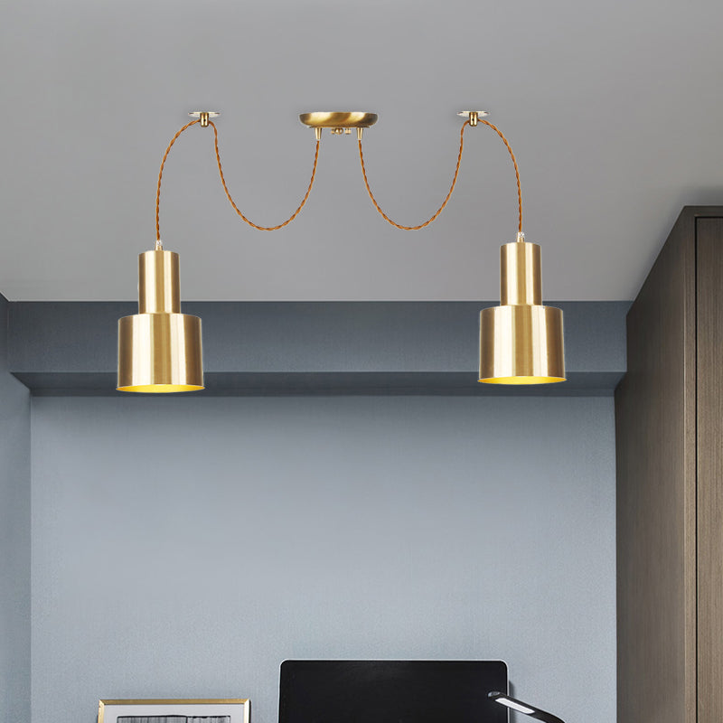 Tubular Living Room Multi Pendant Light Industrial Metal 2/3/4-Light Gold Finish Swag Ceiling Lamp Clearhalo 'Art Deco Pendants' 'Cast Iron' 'Ceiling Lights' 'Ceramic' 'Crystal' 'Industrial Pendants' 'Industrial' 'Metal' 'Middle Century Pendants' 'Pendant Lights' 'Pendants' 'Tiffany' Lighting' 728433