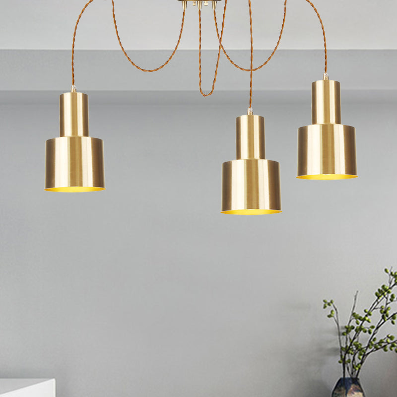 Tubular Living Room Multi Pendant Light Industrial Metal 2/3/4-Light Gold Finish Swag Ceiling Lamp Clearhalo 'Art Deco Pendants' 'Cast Iron' 'Ceiling Lights' 'Ceramic' 'Crystal' 'Industrial Pendants' 'Industrial' 'Metal' 'Middle Century Pendants' 'Pendant Lights' 'Pendants' 'Tiffany' Lighting' 728439