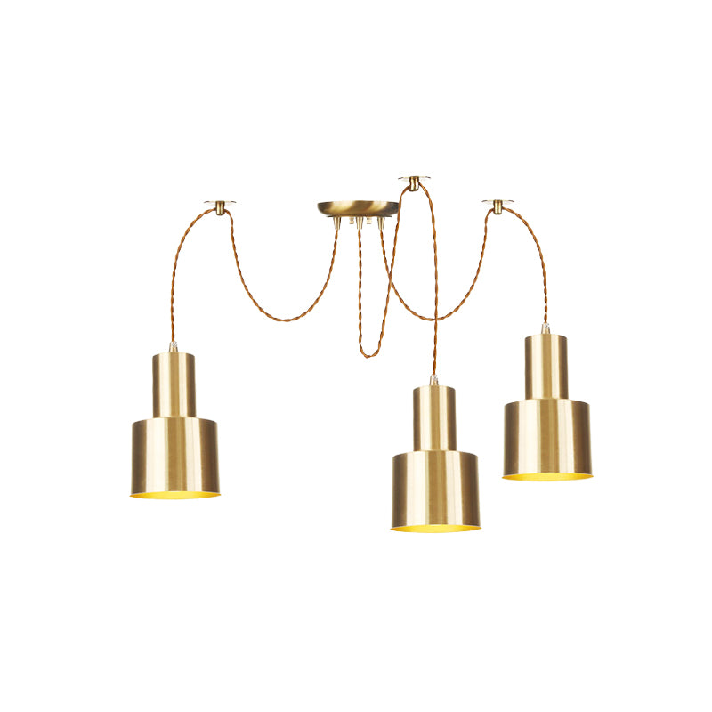 Tubular Living Room Multi Pendant Light Industrial Metal 2/3/4-Light Gold Finish Swag Ceiling Lamp Clearhalo 'Art Deco Pendants' 'Cast Iron' 'Ceiling Lights' 'Ceramic' 'Crystal' 'Industrial Pendants' 'Industrial' 'Metal' 'Middle Century Pendants' 'Pendant Lights' 'Pendants' 'Tiffany' Lighting' 728440