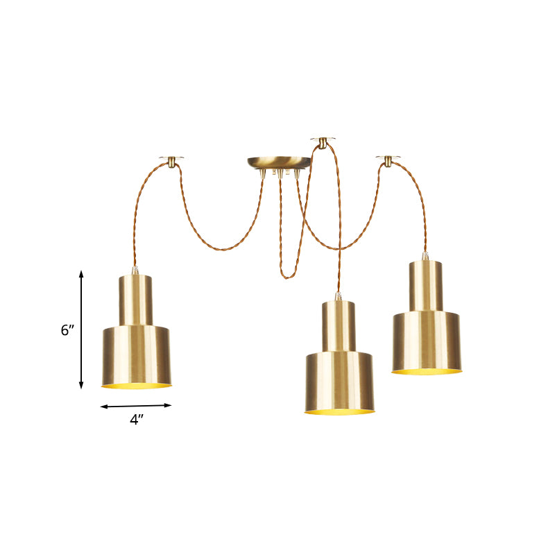Tubular Living Room Multi Pendant Light Industrial Metal 2/3/4-Light Gold Finish Swag Ceiling Lamp Clearhalo 'Art Deco Pendants' 'Cast Iron' 'Ceiling Lights' 'Ceramic' 'Crystal' 'Industrial Pendants' 'Industrial' 'Metal' 'Middle Century Pendants' 'Pendant Lights' 'Pendants' 'Tiffany' Lighting' 728441