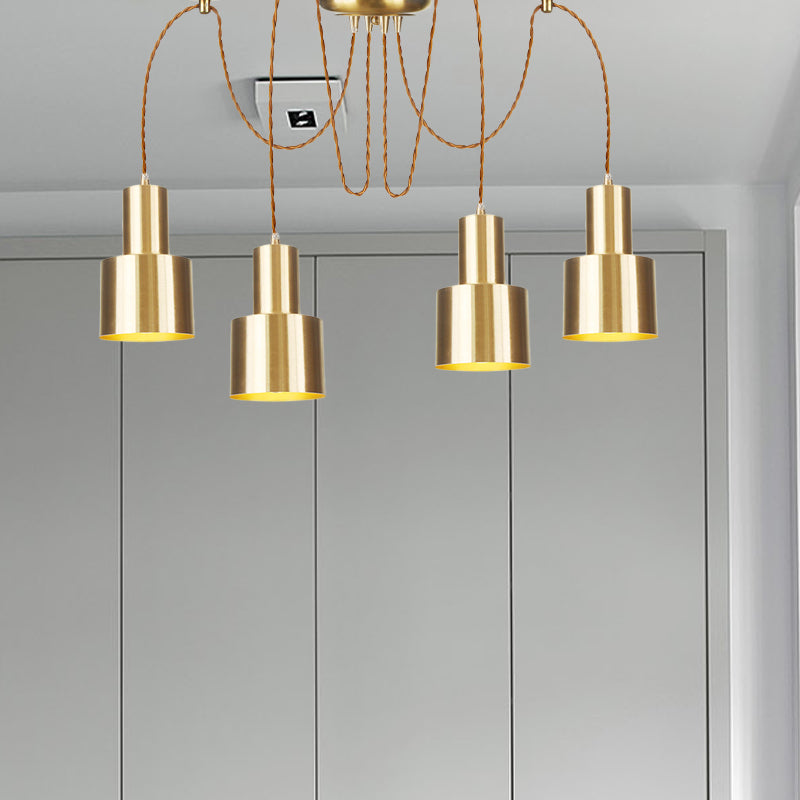 Tubular Living Room Multi Pendant Light Industrial Metal 2/3/4-Light Gold Finish Swag Ceiling Lamp Clearhalo 'Art Deco Pendants' 'Cast Iron' 'Ceiling Lights' 'Ceramic' 'Crystal' 'Industrial Pendants' 'Industrial' 'Metal' 'Middle Century Pendants' 'Pendant Lights' 'Pendants' 'Tiffany' Lighting' 728443