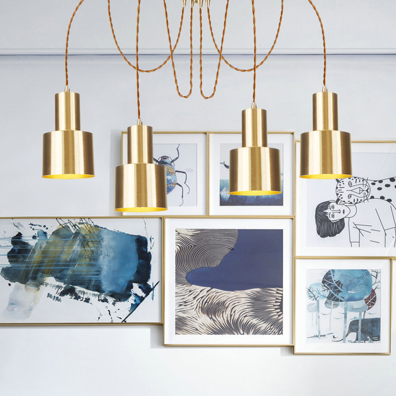 Tubular Living Room Multi Pendant Light Industrial Metal 2/3/4-Light Gold Finish Swag Ceiling Lamp Clearhalo 'Art Deco Pendants' 'Cast Iron' 'Ceiling Lights' 'Ceramic' 'Crystal' 'Industrial Pendants' 'Industrial' 'Metal' 'Middle Century Pendants' 'Pendant Lights' 'Pendants' 'Tiffany' Lighting' 728444