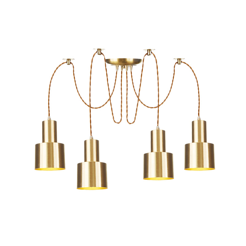 Tubular Living Room Multi Pendant Light Industrial Metal 2/3/4-Light Gold Finish Swag Ceiling Lamp Clearhalo 'Art Deco Pendants' 'Cast Iron' 'Ceiling Lights' 'Ceramic' 'Crystal' 'Industrial Pendants' 'Industrial' 'Metal' 'Middle Century Pendants' 'Pendant Lights' 'Pendants' 'Tiffany' Lighting' 728445