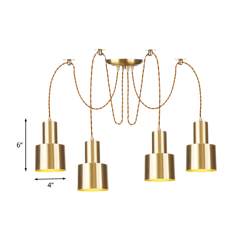Tubular Living Room Multi Pendant Light Industrial Metal 2/3/4-Light Gold Finish Swag Ceiling Lamp Clearhalo 'Art Deco Pendants' 'Cast Iron' 'Ceiling Lights' 'Ceramic' 'Crystal' 'Industrial Pendants' 'Industrial' 'Metal' 'Middle Century Pendants' 'Pendant Lights' 'Pendants' 'Tiffany' Lighting' 728446