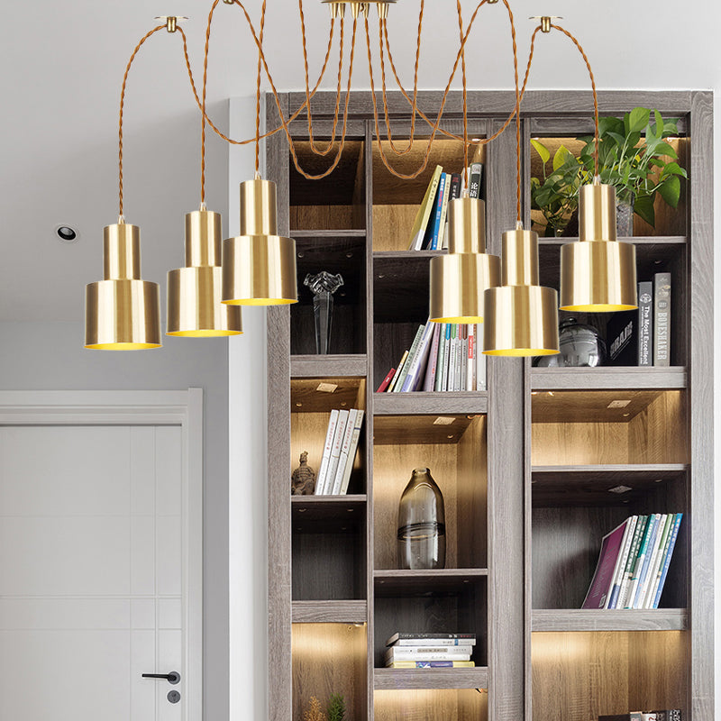 Tubular Living Room Multi Pendant Light Industrial Metal 2/3/4-Light Gold Finish Swag Ceiling Lamp Clearhalo 'Art Deco Pendants' 'Cast Iron' 'Ceiling Lights' 'Ceramic' 'Crystal' 'Industrial Pendants' 'Industrial' 'Metal' 'Middle Century Pendants' 'Pendant Lights' 'Pendants' 'Tiffany' Lighting' 728449