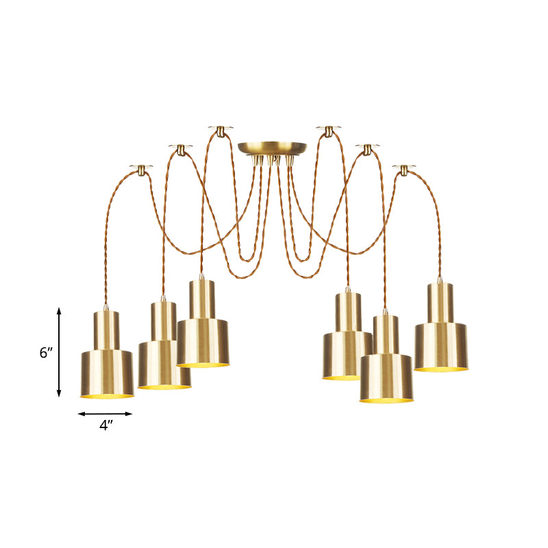 Tubular Living Room Multi Pendant Light Industrial Metal 2/3/4-Light Gold Finish Swag Ceiling Lamp Clearhalo 'Art Deco Pendants' 'Cast Iron' 'Ceiling Lights' 'Ceramic' 'Crystal' 'Industrial Pendants' 'Industrial' 'Metal' 'Middle Century Pendants' 'Pendant Lights' 'Pendants' 'Tiffany' Lighting' 728451