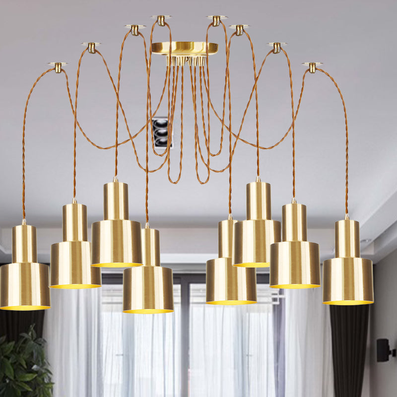 Tubular Living Room Multi Pendant Light Industrial Metal 2/3/4-Light Gold Finish Swag Ceiling Lamp 8 Gold Clearhalo 'Art Deco Pendants' 'Cast Iron' 'Ceiling Lights' 'Ceramic' 'Crystal' 'Industrial Pendants' 'Industrial' 'Metal' 'Middle Century Pendants' 'Pendant Lights' 'Pendants' 'Tiffany' Lighting' 728452