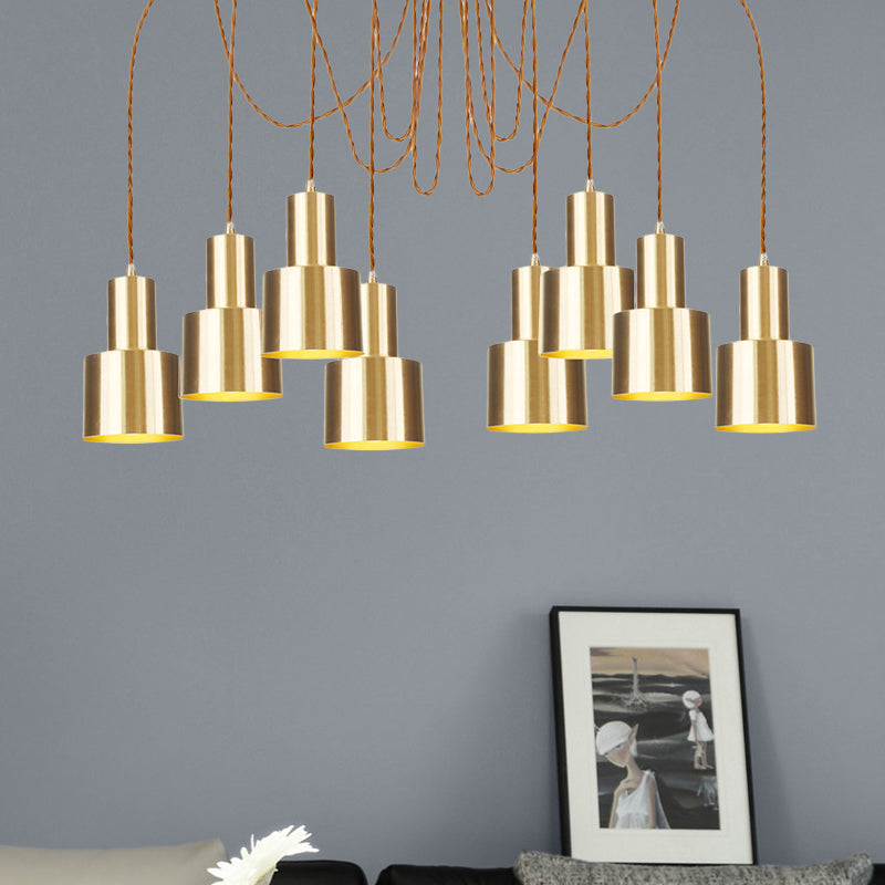 Tubular Living Room Multi Pendant Light Industrial Metal 2/3/4-Light Gold Finish Swag Ceiling Lamp Clearhalo 'Art Deco Pendants' 'Cast Iron' 'Ceiling Lights' 'Ceramic' 'Crystal' 'Industrial Pendants' 'Industrial' 'Metal' 'Middle Century Pendants' 'Pendant Lights' 'Pendants' 'Tiffany' Lighting' 728454
