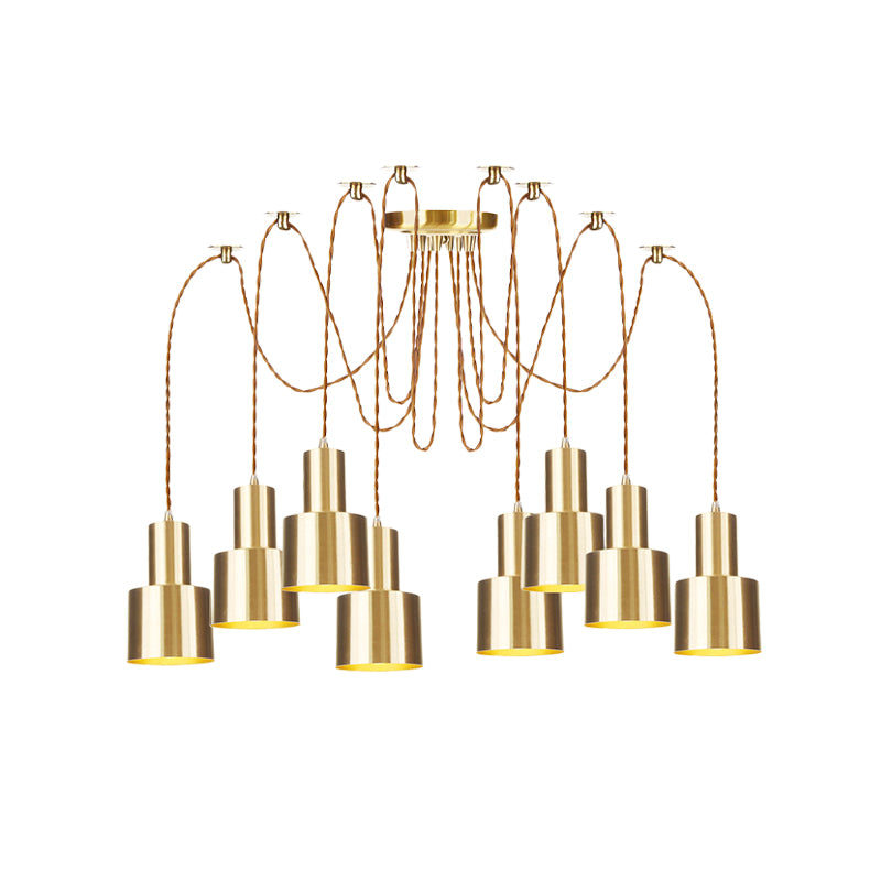 Tubular Living Room Multi Pendant Light Industrial Metal 2/3/4-Light Gold Finish Swag Ceiling Lamp Clearhalo 'Art Deco Pendants' 'Cast Iron' 'Ceiling Lights' 'Ceramic' 'Crystal' 'Industrial Pendants' 'Industrial' 'Metal' 'Middle Century Pendants' 'Pendant Lights' 'Pendants' 'Tiffany' Lighting' 728455