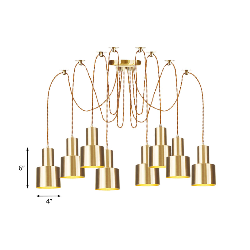 Tubular Living Room Multi Pendant Light Industrial Metal 2/3/4-Light Gold Finish Swag Ceiling Lamp Clearhalo 'Art Deco Pendants' 'Cast Iron' 'Ceiling Lights' 'Ceramic' 'Crystal' 'Industrial Pendants' 'Industrial' 'Metal' 'Middle Century Pendants' 'Pendant Lights' 'Pendants' 'Tiffany' Lighting' 728456