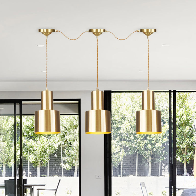 Metal Gold Finish Tandem Multi Ceiling Light Tube 3/5/7 Heads Industrial-Style Hanging Pendant Lamp Clearhalo 'Art Deco Pendants' 'Cast Iron' 'Ceiling Lights' 'Ceramic' 'Crystal' 'Industrial Pendants' 'Industrial' 'Metal' 'Middle Century Pendants' 'Pendant Lights' 'Pendants' 'Tiffany' Lighting' 728458