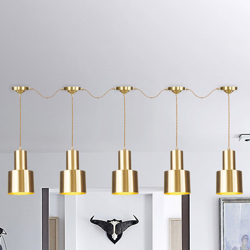 Metal Gold Finish Tandem Multi Ceiling Light Tube 3/5/7 Heads Industrial-Style Hanging Pendant Lamp Clearhalo 'Art Deco Pendants' 'Cast Iron' 'Ceiling Lights' 'Ceramic' 'Crystal' 'Industrial Pendants' 'Industrial' 'Metal' 'Middle Century Pendants' 'Pendant Lights' 'Pendants' 'Tiffany' Lighting' 728463
