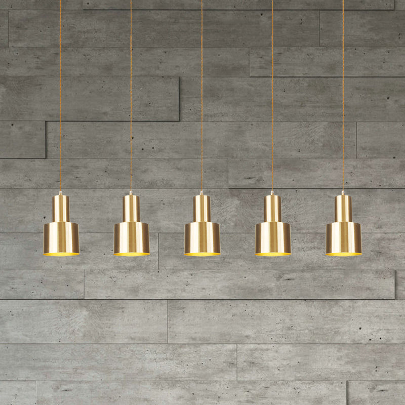 Metal Gold Finish Tandem Multi Ceiling Light Tube 3/5/7 Heads Industrial-Style Hanging Pendant Lamp Clearhalo 'Art Deco Pendants' 'Cast Iron' 'Ceiling Lights' 'Ceramic' 'Crystal' 'Industrial Pendants' 'Industrial' 'Metal' 'Middle Century Pendants' 'Pendant Lights' 'Pendants' 'Tiffany' Lighting' 728464