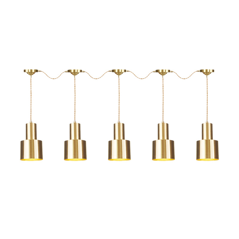 Metal Gold Finish Tandem Multi Ceiling Light Tube 3/5/7 Heads Industrial-Style Hanging Pendant Lamp Clearhalo 'Art Deco Pendants' 'Cast Iron' 'Ceiling Lights' 'Ceramic' 'Crystal' 'Industrial Pendants' 'Industrial' 'Metal' 'Middle Century Pendants' 'Pendant Lights' 'Pendants' 'Tiffany' Lighting' 728465