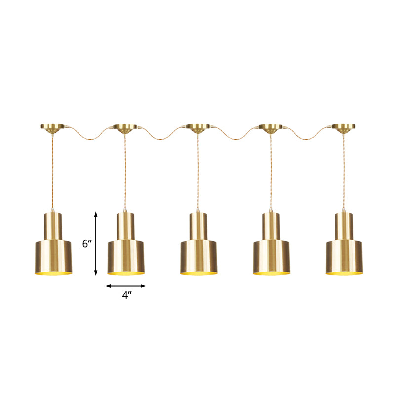 Metal Gold Finish Tandem Multi Ceiling Light Tube 3/5/7 Heads Industrial-Style Hanging Pendant Lamp Clearhalo 'Art Deco Pendants' 'Cast Iron' 'Ceiling Lights' 'Ceramic' 'Crystal' 'Industrial Pendants' 'Industrial' 'Metal' 'Middle Century Pendants' 'Pendant Lights' 'Pendants' 'Tiffany' Lighting' 728466